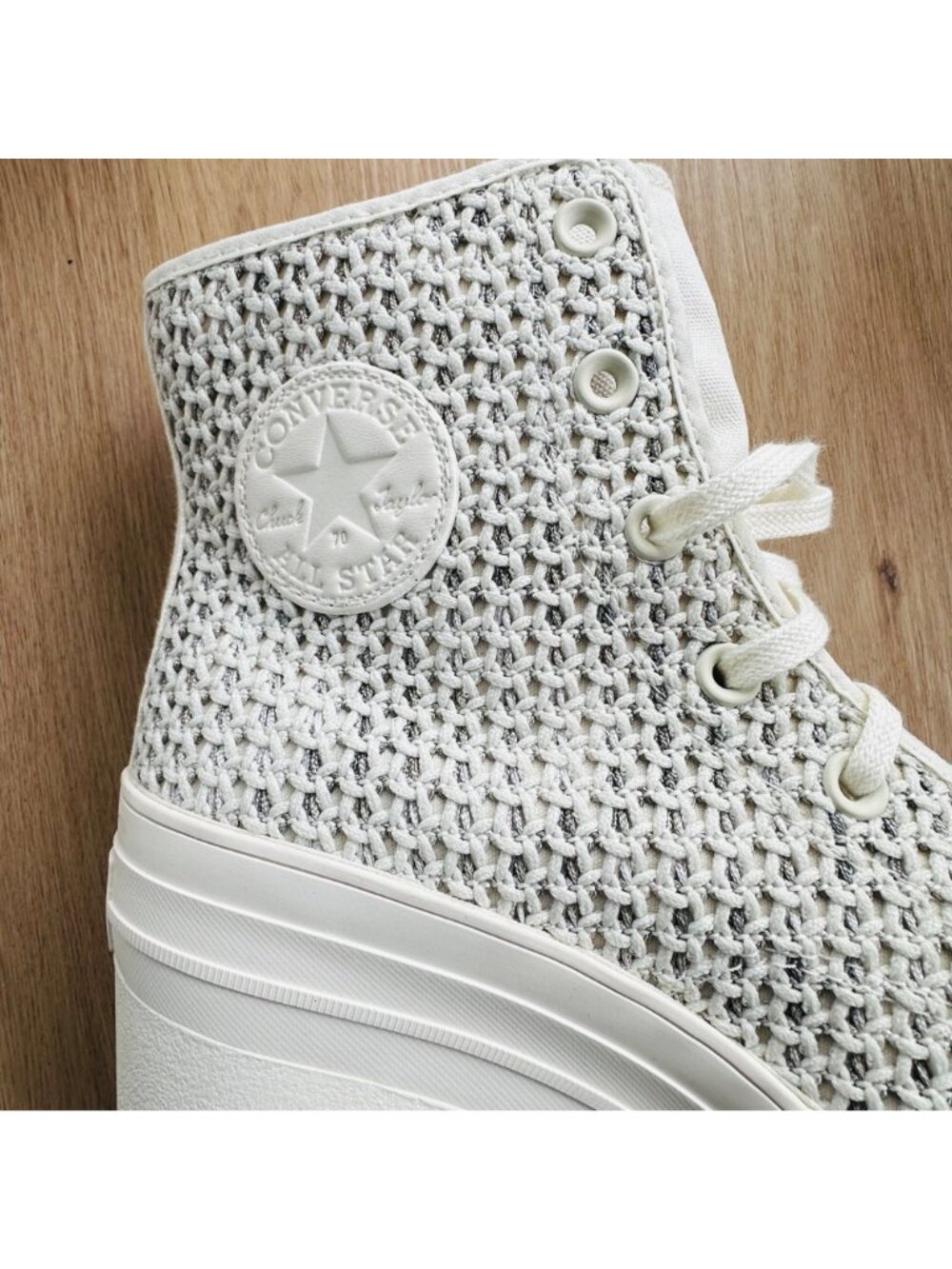 ⭐Converse Chuck 70 De Luxe Heel Platform Knit Sz 7 Men Shoes Egret Boots A07535C - Picture 6 of 9